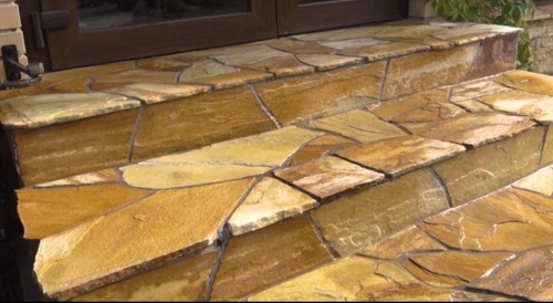 Плитняк златолит жёлтый золотистый для отмостки купить в Самаре